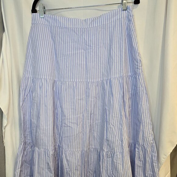 NWT Gap Blue/white Striped Skirt 3 Tier Pockets Lined Size 12 - Picture 1 of 9